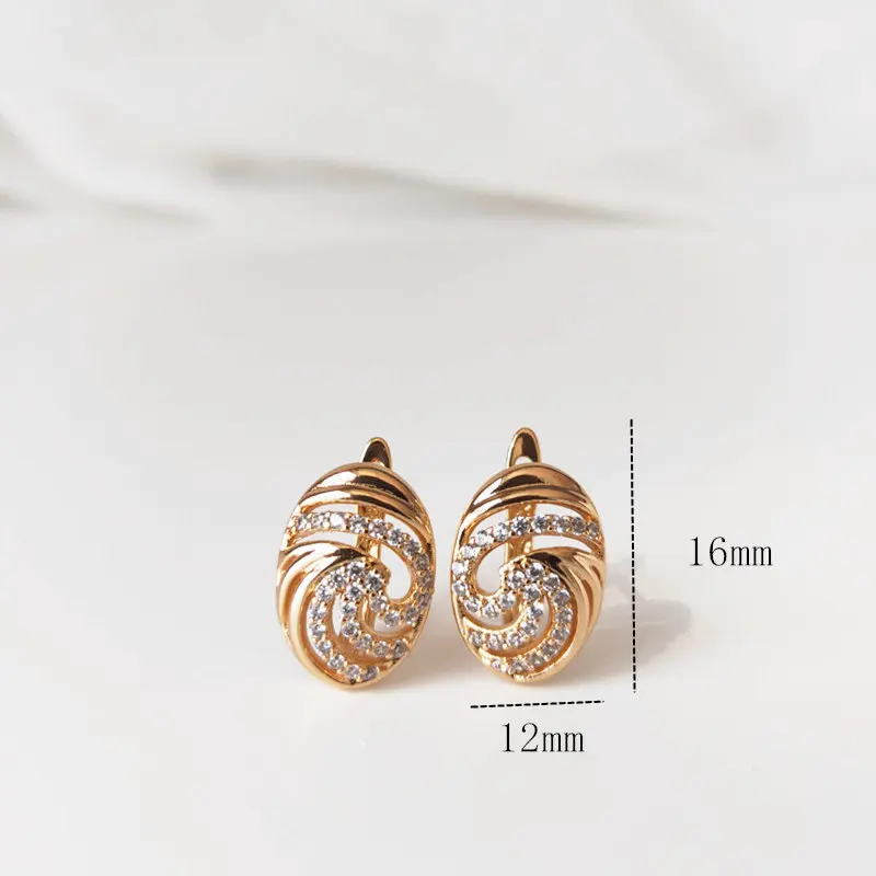 Серьги Серебро Цвет 585 розового золота с цирконием инкрустированные Свадебные