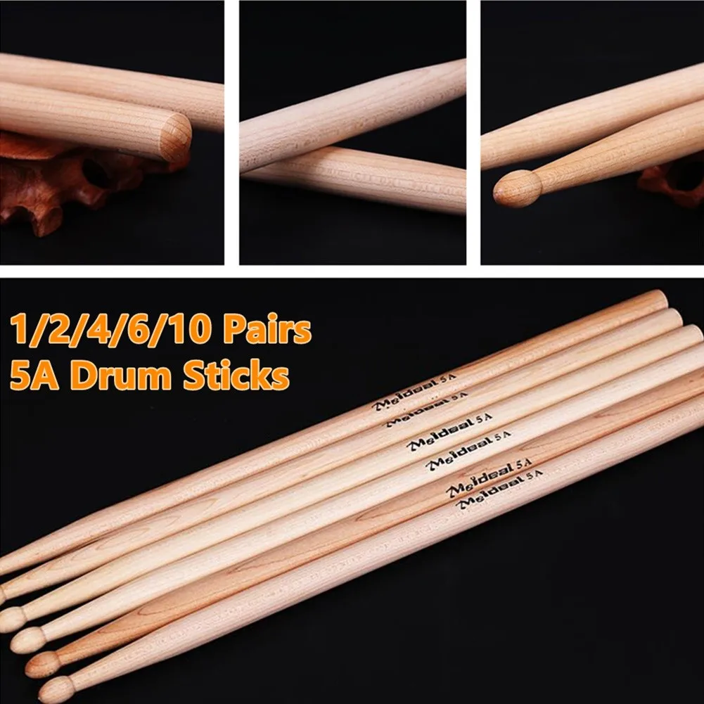 1/4/10 Pairs Drum Sticks 5A Drumsticks Maple High Quality Wood Percussion Sticks Percussion Instrument Accessories enlarge