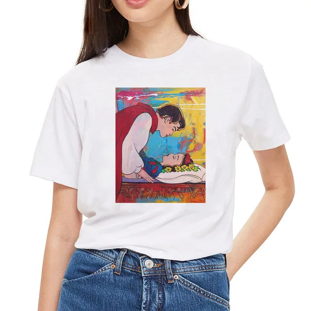 New Female T Shirt Dark Snow White Harajuku T Shirt Women Vintage Aesthetic T-shirt Korean Style Graphic Top Tees - Цвет: 9055