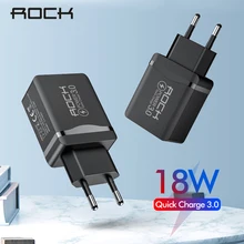 ROCK 18 Вт QC 3,0 USB быстрое зарядное устройство для телефона дорожный настенный адаптер 18 Вт QC3.0 FCP универсальный для Xiaomi iPhone samsung huawei EU штекер ROCK 18 Вт QC 3,0 USB быстрое зарядное устройство для телефона дорожный настенный адаптер 18 Вт QC3.0 FCP универсальный для Xiaomi iPhone samsung huawei EU штекер