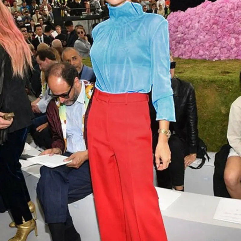 Женская прозрачная открытая футболка в сеточку с длинным рукавом и высоким