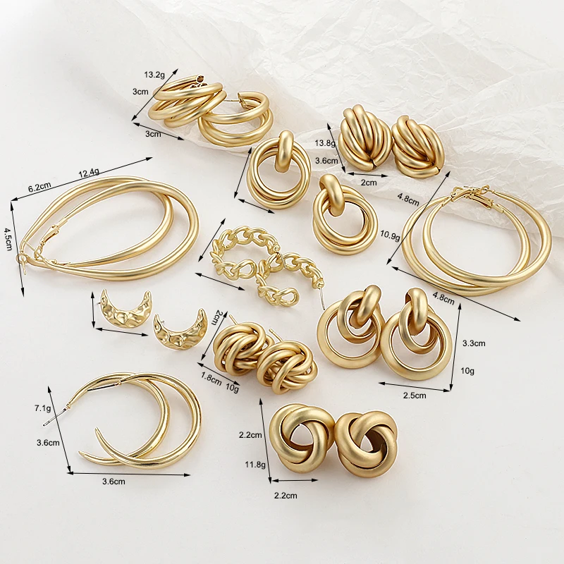 

Flashbuy Trendy Gold Metal Drop Earrings For Women Vintage Twist Geometric Statement Earrings Party Jewelry wholesale