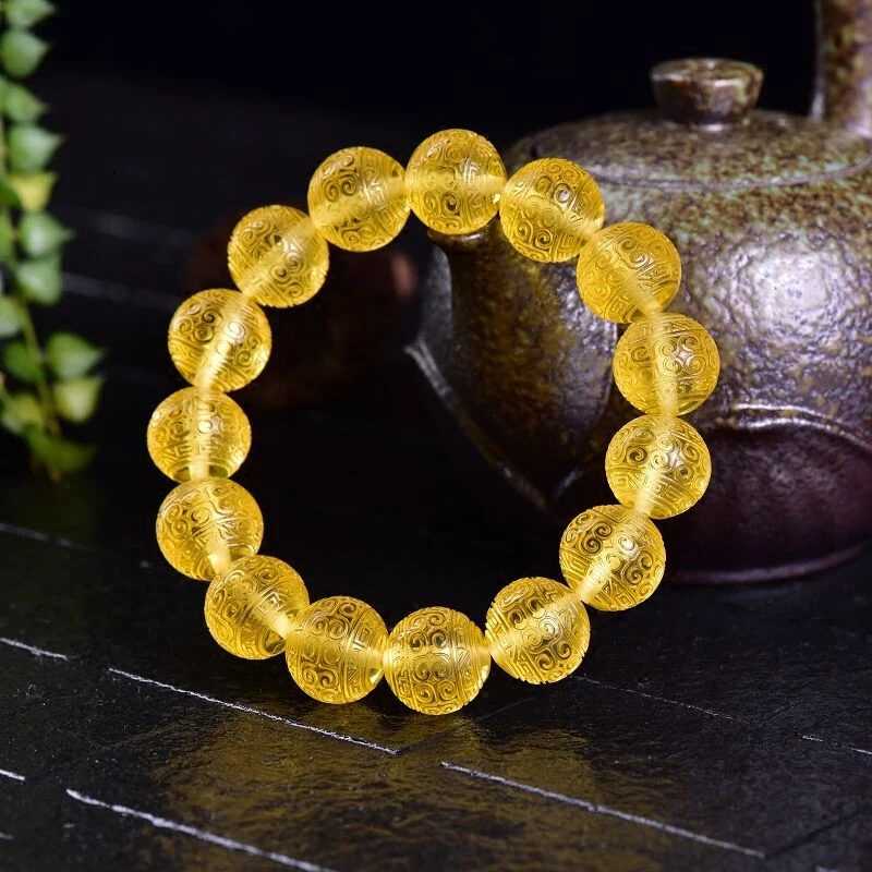 Янтарный медовый воск одно кольцо резной браслет натуральный фиолетовый задняя