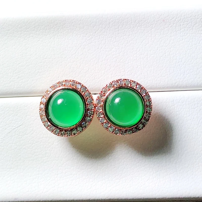 

Женские серьги-гвоздики из серебра 100% пробы, с изумрудом