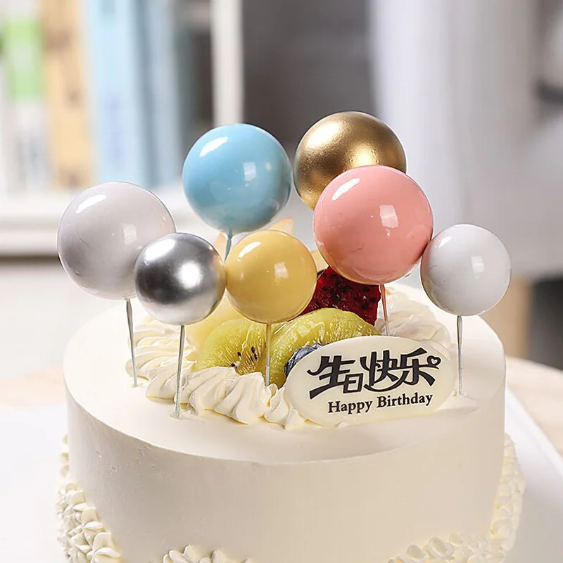 

1pc Balloon Cake Topper Colorful Foam Ball Birthday Party Dessert Decoration Baby Shower Wedding Decor Christmas Cake Supplies