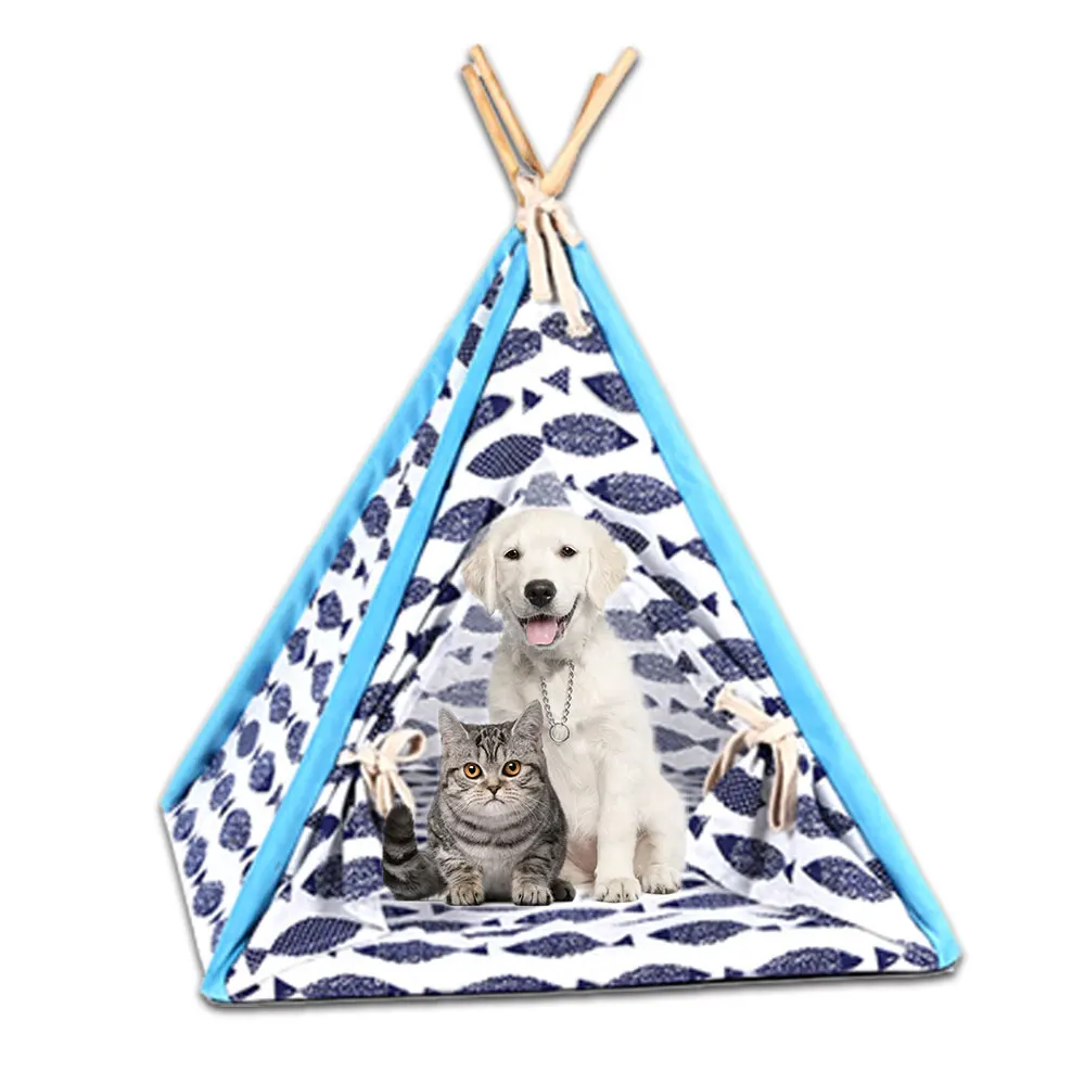 

11 Styles Foldable Linen Pet Dog House Kennels Washable Portable Tent Puppy Cat Indoor Outdoor Teepee Mat Dog Supplies Gifts