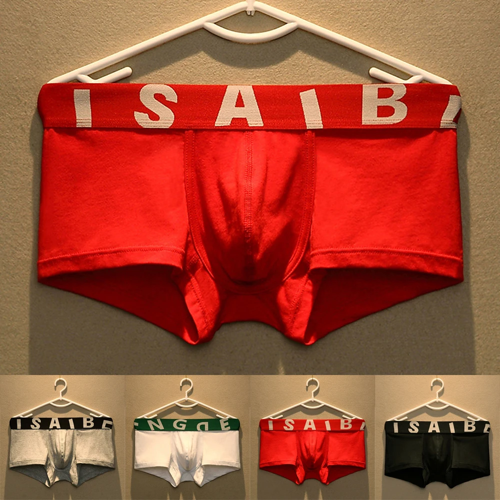 

Men's Cotton Boxers Underpants Sexy Breathable Solid Underwear Mid-Waisted Comfortable Pouch U Convex Lingerie Panties Male