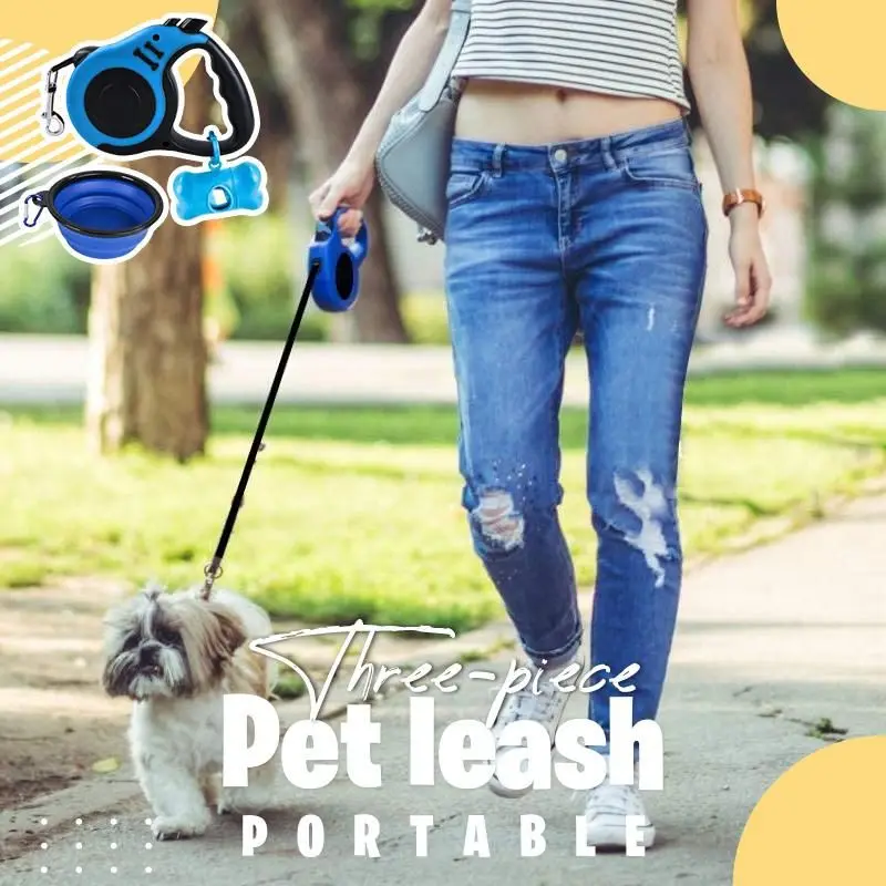 

Three-piece Suit Durable Leash Automatic Retractable Nylon Cat Lead Extension Puppy Walking Running Lead Roulette For Dog leash