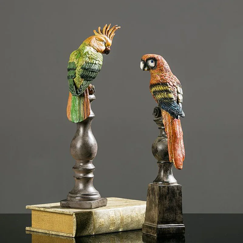 

Европейская искусственная фигурка попугая, креативная полимерная скульптура животного, настольное украшение для комнаты, домашний декор, ...