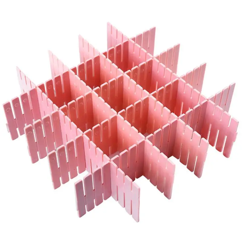 

32pcs Drawer Divider Classification Underwear Storage Divider Adjustable Grid Drawer Dividers For Home Sundrise Storage (Pink)