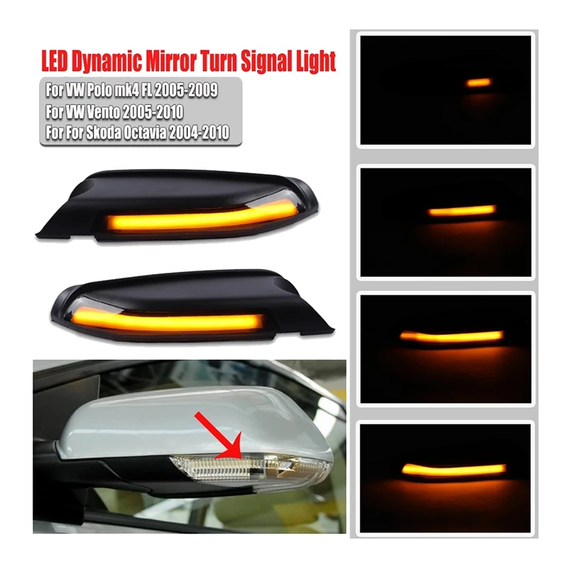 

Car Sequential Scroll LED Turn Signal Light Side Mirror Light Indicator for Polo MK4 Skoda Octavia 2004-2010