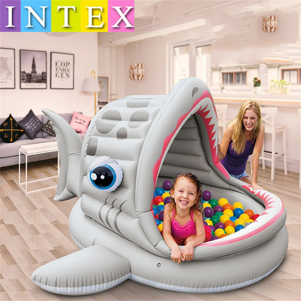 2021 г. intex гигантский надувной матрас s в виде акулы для бассейна водный поплавки