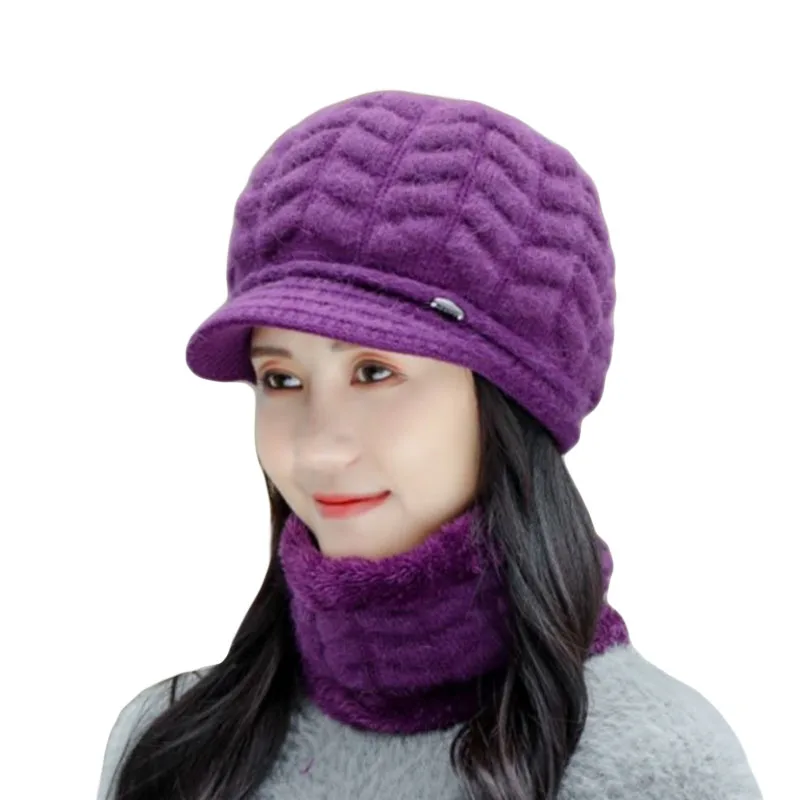 

Autumn&Winter Women's Hats Scarf Knitted Rabbit Hair Skullies Design Fashionable Casual Cap Gorros Casquette Hat For Girls