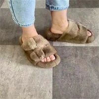 and american popular slippers luxury 10 mink slippers mink sandals doudle buckle slippers female fluffy slippers