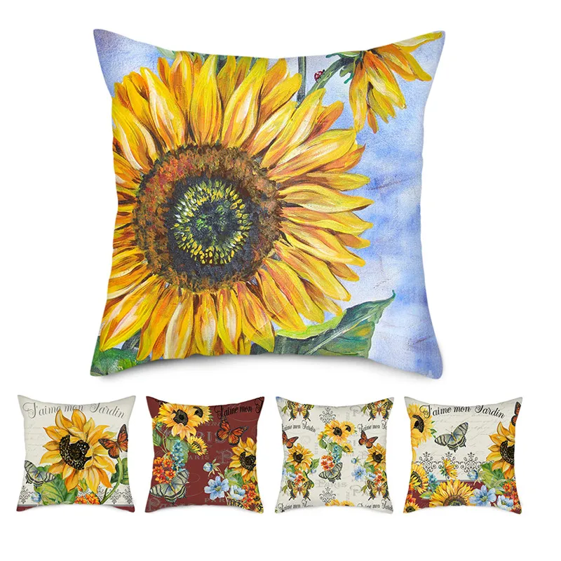 Чехол для подушки Fuwatacchi с принтом подсолнухов чехол сельским пейзажем наволочки