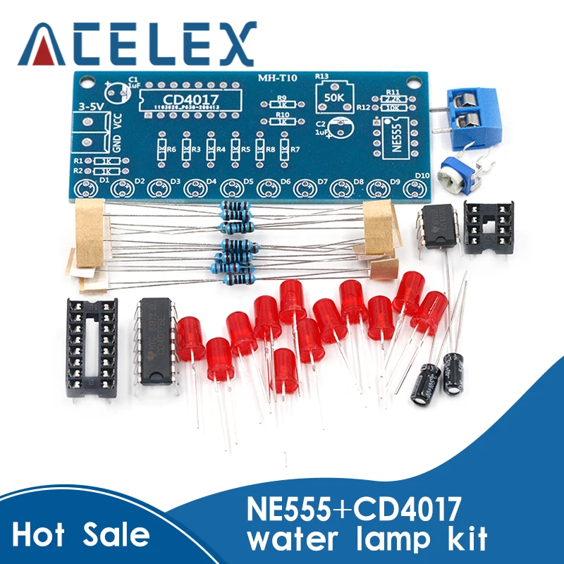 NE555 CD4017 беговые светодиодные светильники электронный набор для производства