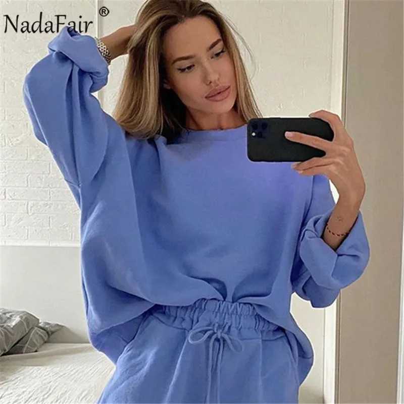 Женская толстовка с круглым вырезом Nadafair свободная повседневная однотонная