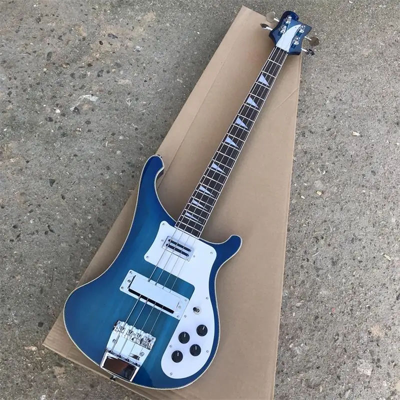 Rick 4003 modelo Ricken 4 cuerdas cuerpo de Ceniza con cuello a través bajo eléctrico guitarra Океанский bluecolor Envio