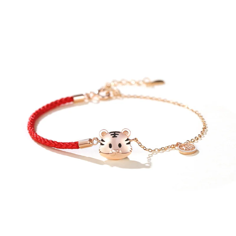 

Chinese Zodiac Jewelry Fashion Cute Animal 925 Silver Tiger Charm Bracelet For Women Girls 2022 New Year Gift Dropshipping