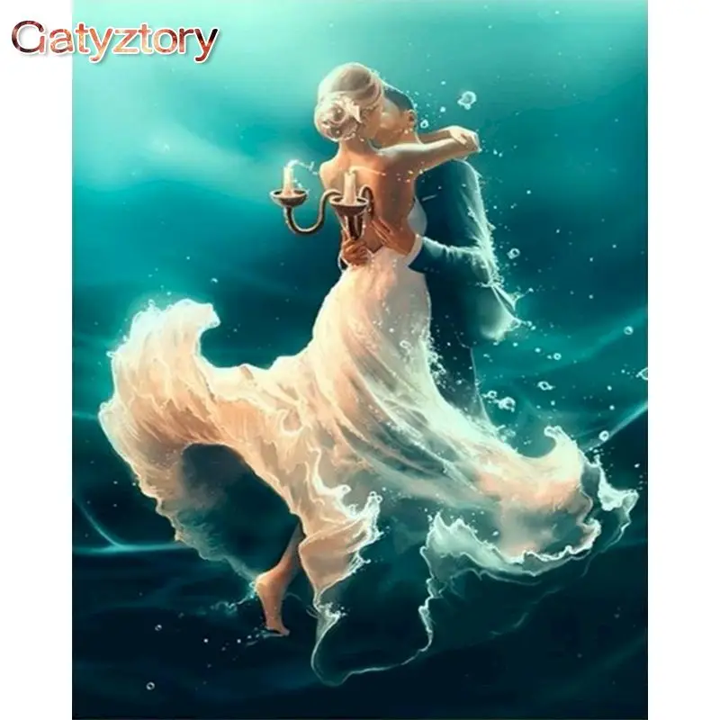 

Painting By Numbers kiss Canvas Drawing 60x75cm Photo Frames figure Picture wall Decor home Gatyztory Diy Kit