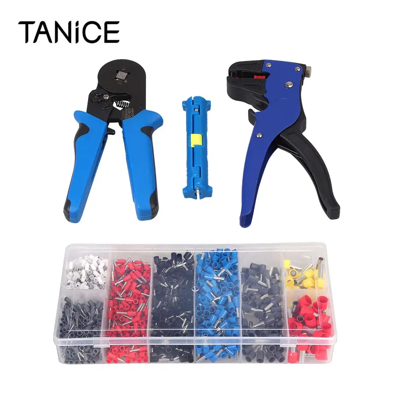 

TANiCE Crimp Tool Kit 6-4 Ferrule Crimping Plier Hand Crimping Tool With Tube Wire Stripper And 1200Pcs Terminal Wire Connectors