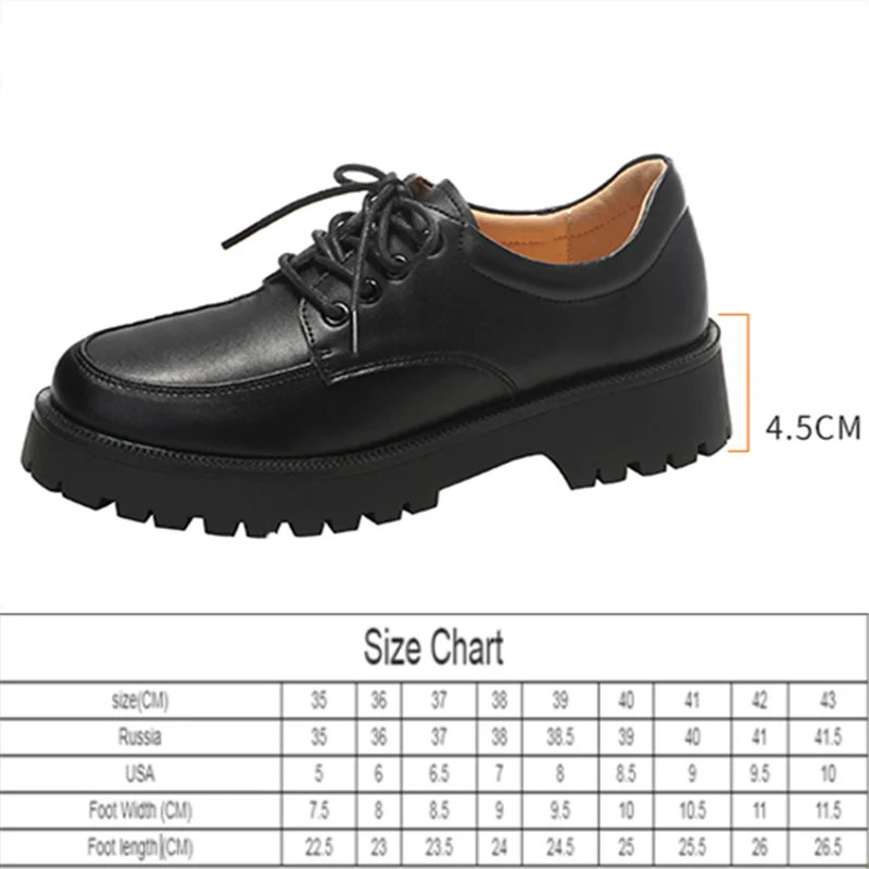 

Women Shoes Genuine Leather New Spring British style White Women's loafers Round Toe Casual Platform Shoes Women