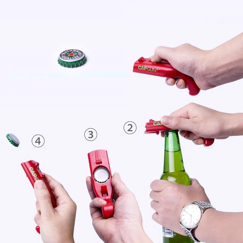 1 шт. Портативный бутылка Кепки пистолет креативные бутылки открывалка для