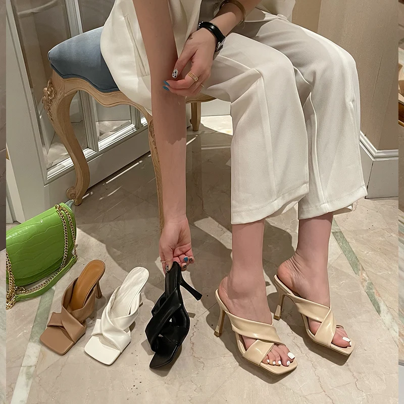 

Women Heels Shoes Sandals Summer Shoes For Women Pumps Female Square Toe High Heels Women Sandals 2021 Summer Shoes For Women