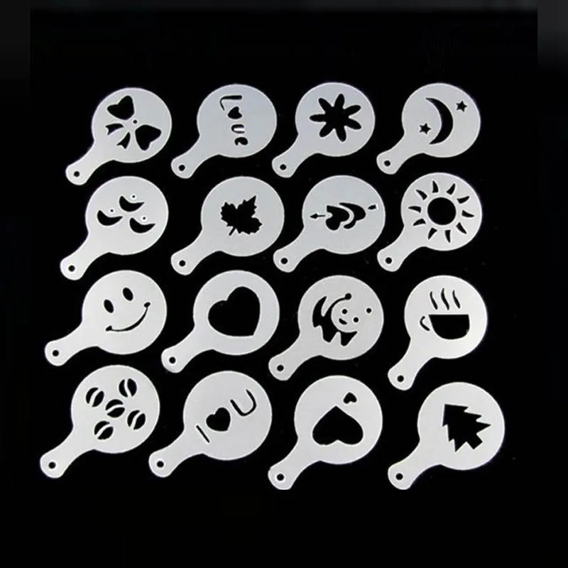 16 шт./компл. форма для капучино печати кофе трафареты распыления пены торта