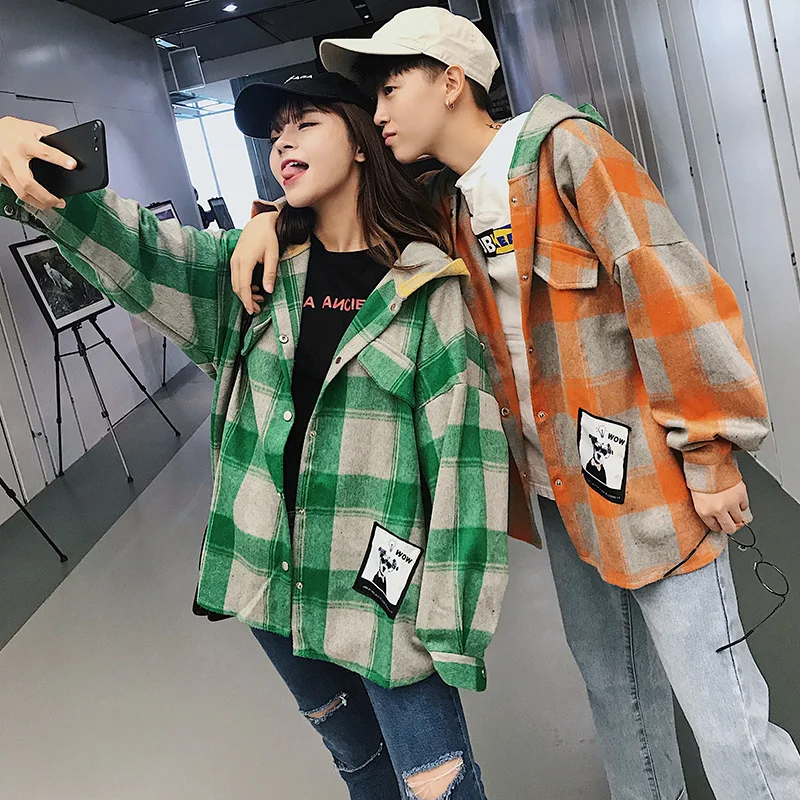 

2020 Spring Men's Fashion Brand Long Sleeves Lattice Printing Worsted Shirts Loose High-quality Hooded Coats Big Size S-5XL