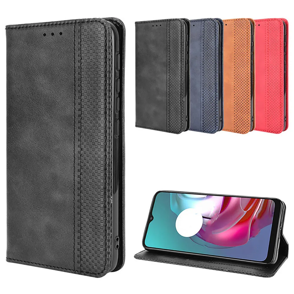 

Leather Phone Protective Case for Moto G10/G30 Phone Holder Flip Cover w/ Card Slot for Moto E7 Power Accessories
