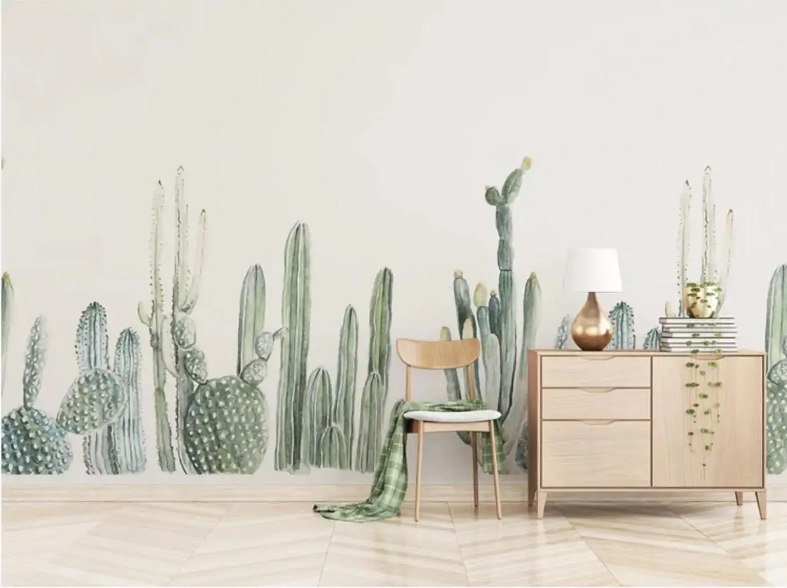 Настенная бумажная Фреска кактус контактная бумага для гостиной 3d фотообои на