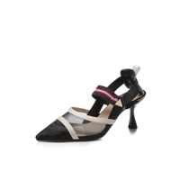 kmeioo new fashion pointed toe high heels sandals woman ladies elegant comfortable party pumps dress genuine leather shoes 6cm