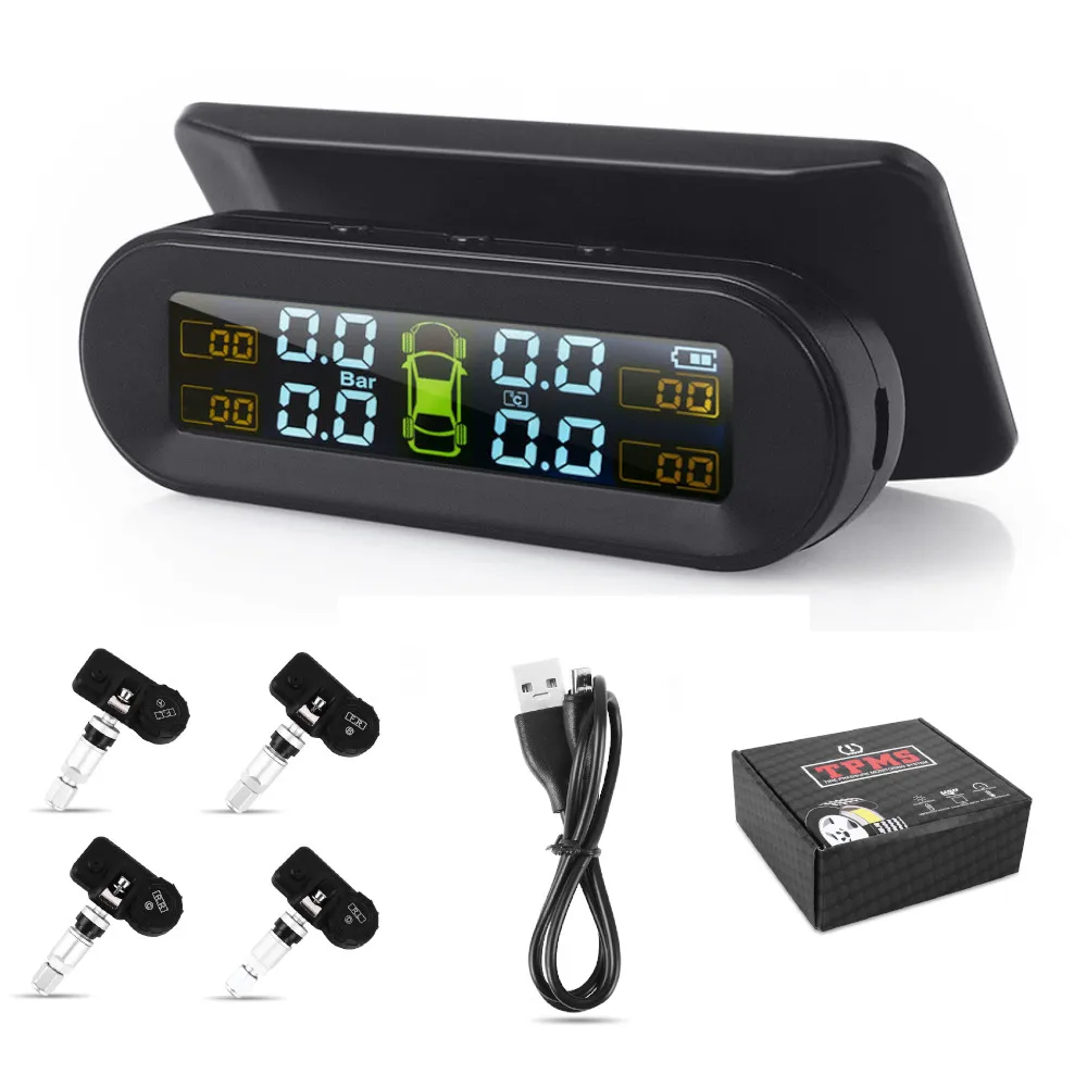 Internal sensor Vehemo 5 в ЖК-дисплей TPMS монитор давления в шинах Универсальный Tmps цифровой USB солнечная зарядка внешний внутренний датчик система мониторинга - Тип: Internal sensor