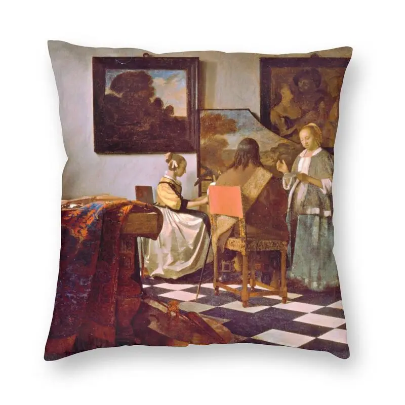 

The Concert By Johannes Vermeer Cushion Cover Two Side Print Throw Pillow Case for Living Room Custom Pillowcase Home Decoration