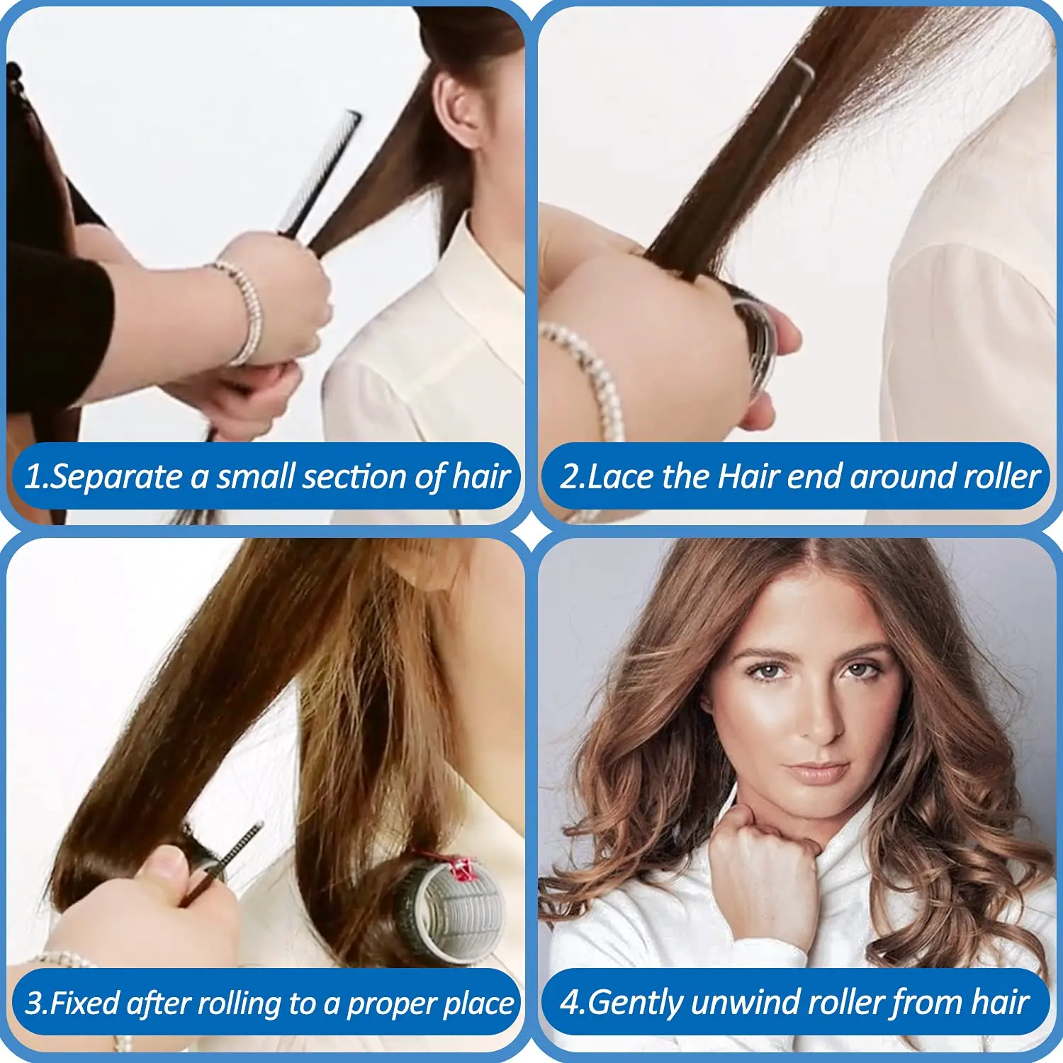 

18 Pcs Hair Rollers Self Grip Hair Curlers Lazy Curler Silk Curling Ribbon Hair Roller Heatless Curling Rod Hair Styling Tools