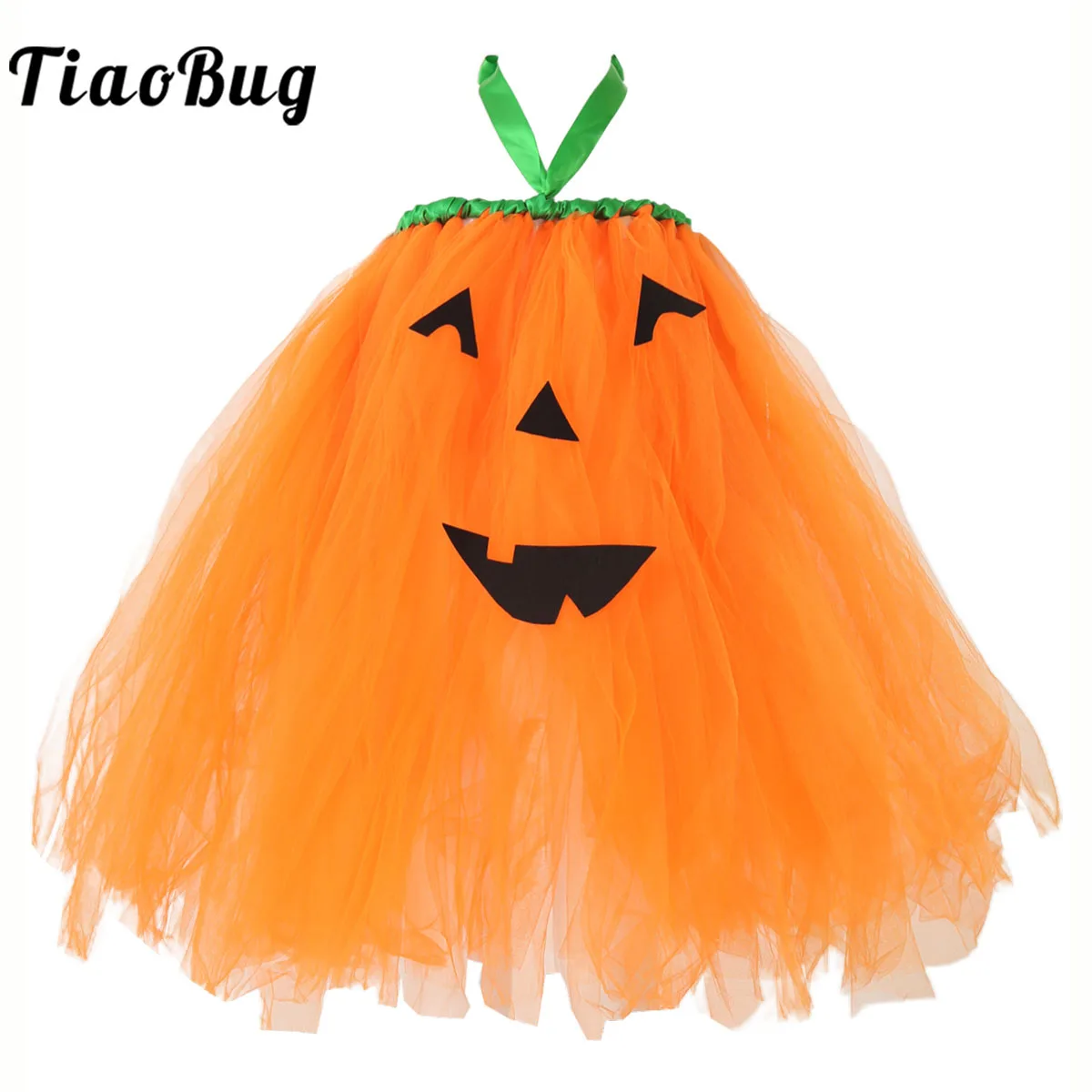 

Newborn Pumpkin Tutu Dress Baby Girls Halter Tulle Mesh Princess Outfit For Halloween Cosplay Orange