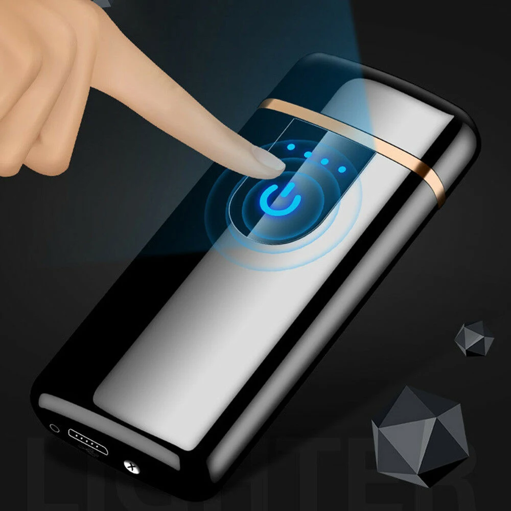 Smart Touch сенсор USB перезаряжаемая двойная дуга беспламенная плазменная электрическая зажигалка датчик отпечатков пальцев Светодиодный дисплей питания