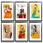 Настенный плакат в скандинавском стиле Hd ретро элегантный Декор Картина акварель корейские женщины в Hanbok жикле холст домашний подарок живопись