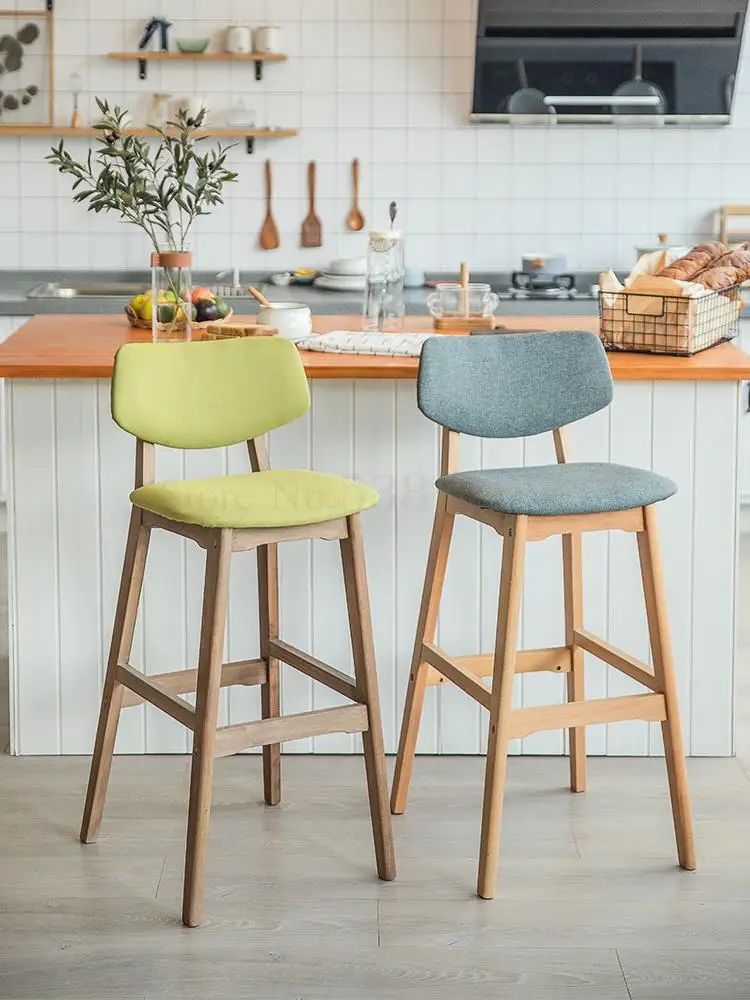 Барный стул из массива дерева современный минималистичный высокий для дома