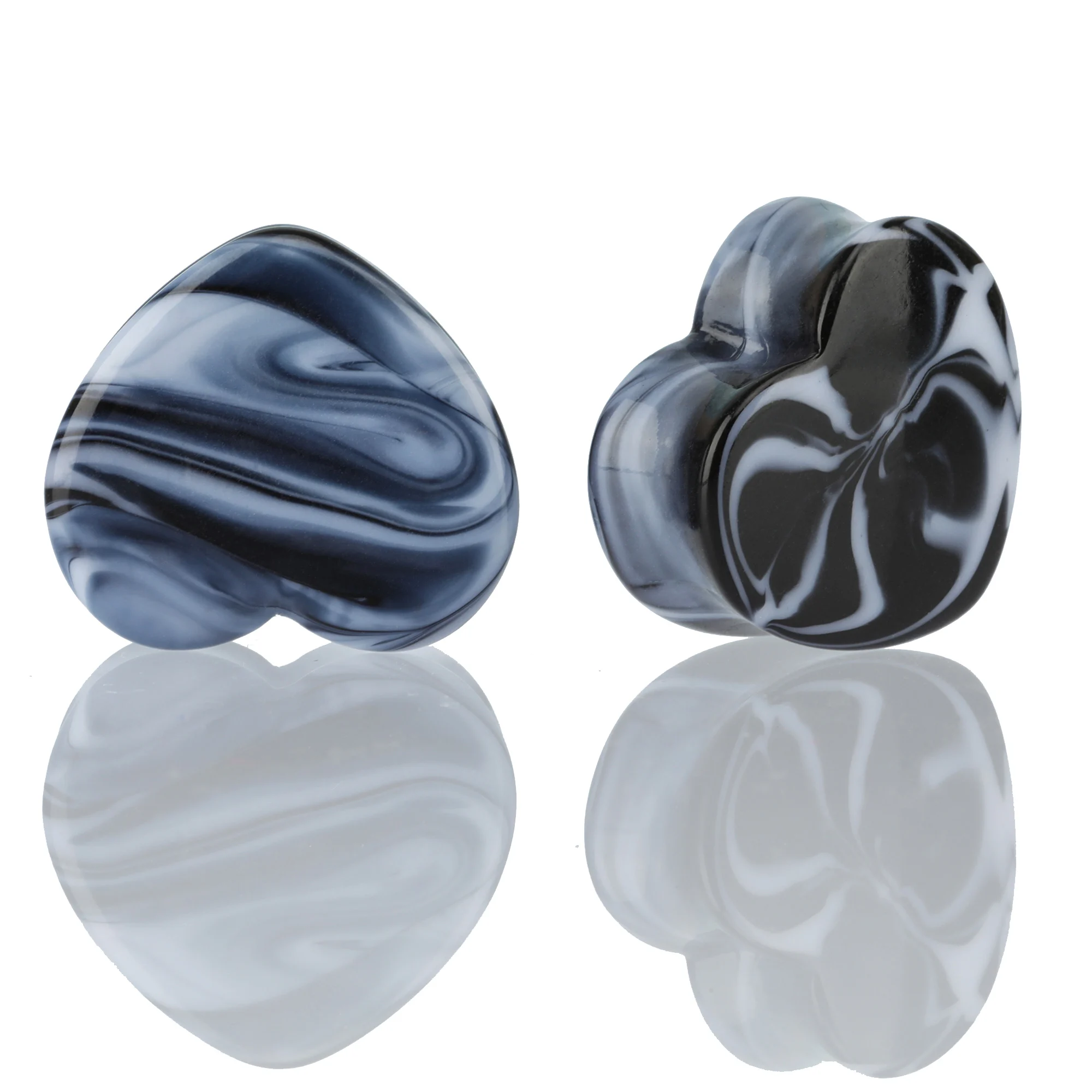 2pcs Black White Heart Ear Plugs and Tunnel Piercings lugs Earring Gauges Expanders Stretchering Plug Body Jewelry | Украшения и