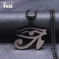 stainless steel egyptian eyes necklace for women black color long necklace chain jewelry collares acero inoxidable n4540s03