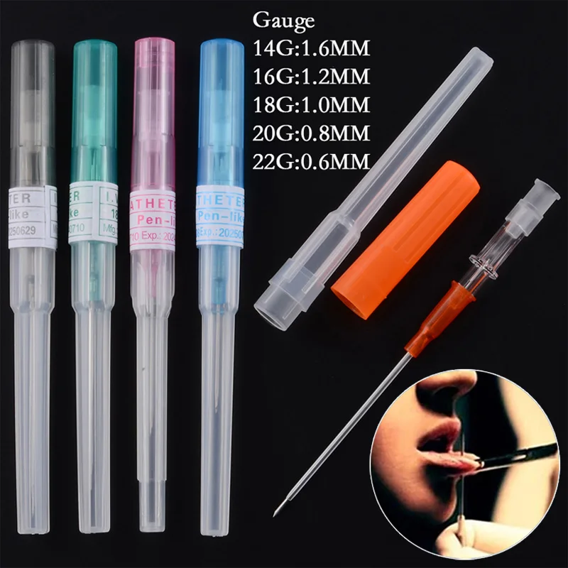 Disposable Body Piercing Needles Catheter Cannula Tools Surgical Steel Sterilized Tattoo Needle Nose Lip Jewelry 14G 16G 18G 20G |