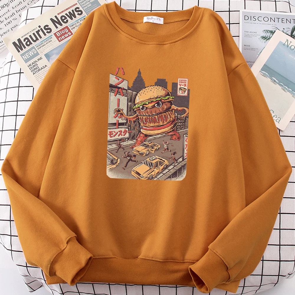 

Худи Ukiyo E в японском стиле с принтом Burgerzilla, женская модная мягкая толстовка, осенняя Флисовая теплая толстовка, простая повседневная мужска...