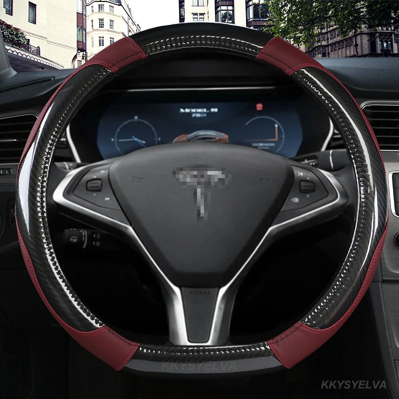 D-образная форма для Tesla Model S 2013 ~ 2021 модель Y X Φ Нескользящие кожаные автомобильные