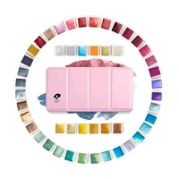 rubens 122448 glitter watercolor paint solid colors artist watercolor paints pink portable metal case with palette