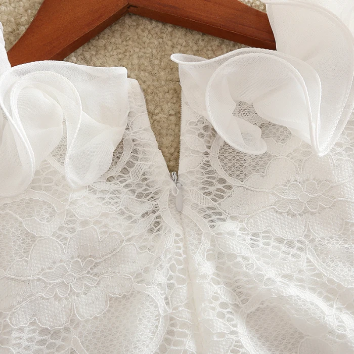 Новинка женская модная блузка на весну и осень милая кружевная рубашка с