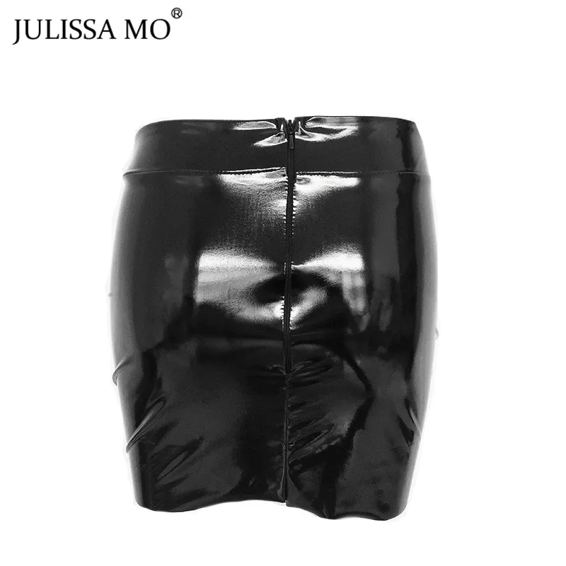 Julissa mo из искусственной кожи Высокая талия Сексуальная кружевная юбка женская перекрестная бандажная облегающая элегантная юбка карандаш тонкие вечерние мини-юбки