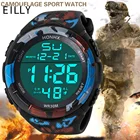 Простые наручные часы для мужчин, аналоговые цифровые военные спортивные светодиодные часы, камуфляжные коричневые часы с силиконовым ремешком, мужские часы