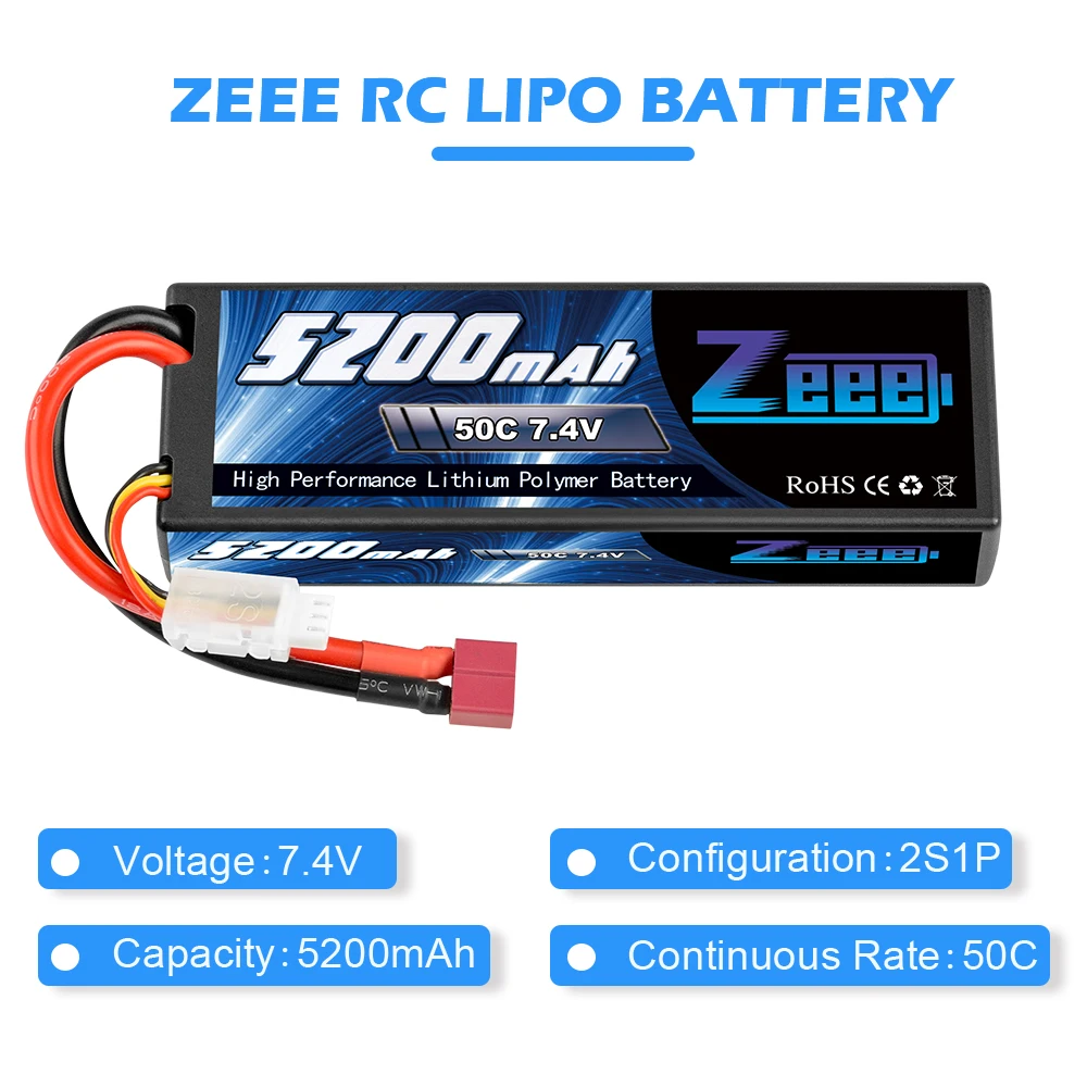 2 шт. Zeee 5200mAh 7,4 V 50C Lipo батареи для RC автомобиля 2S RC Lipo батарея с Deans Разъем для RC автомобиля грузовик вертолет лодки